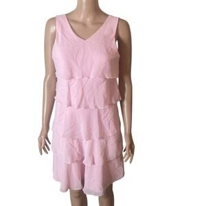 George Dress Girls Size 16 Tiered Pink Short Sleeve Lightweight New